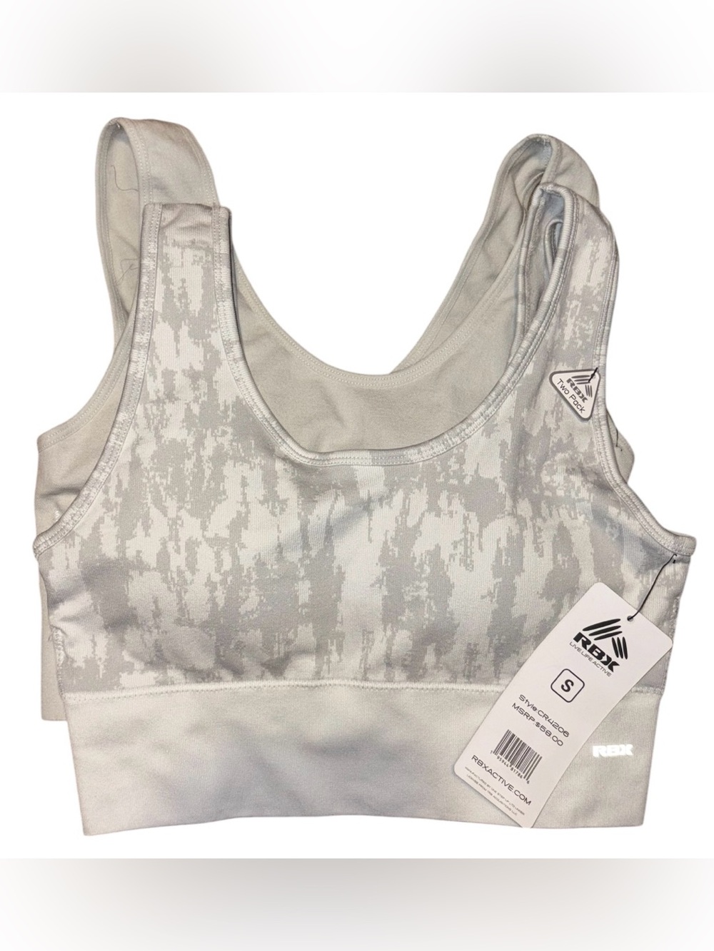 RBX Light Gray Printed Scoop Neck Sports Bra